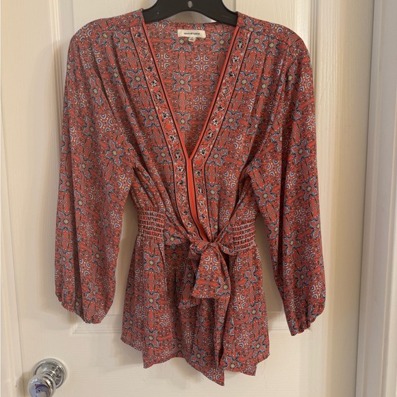 Women’s Floral blouse in coral color - Picture 1 of 5